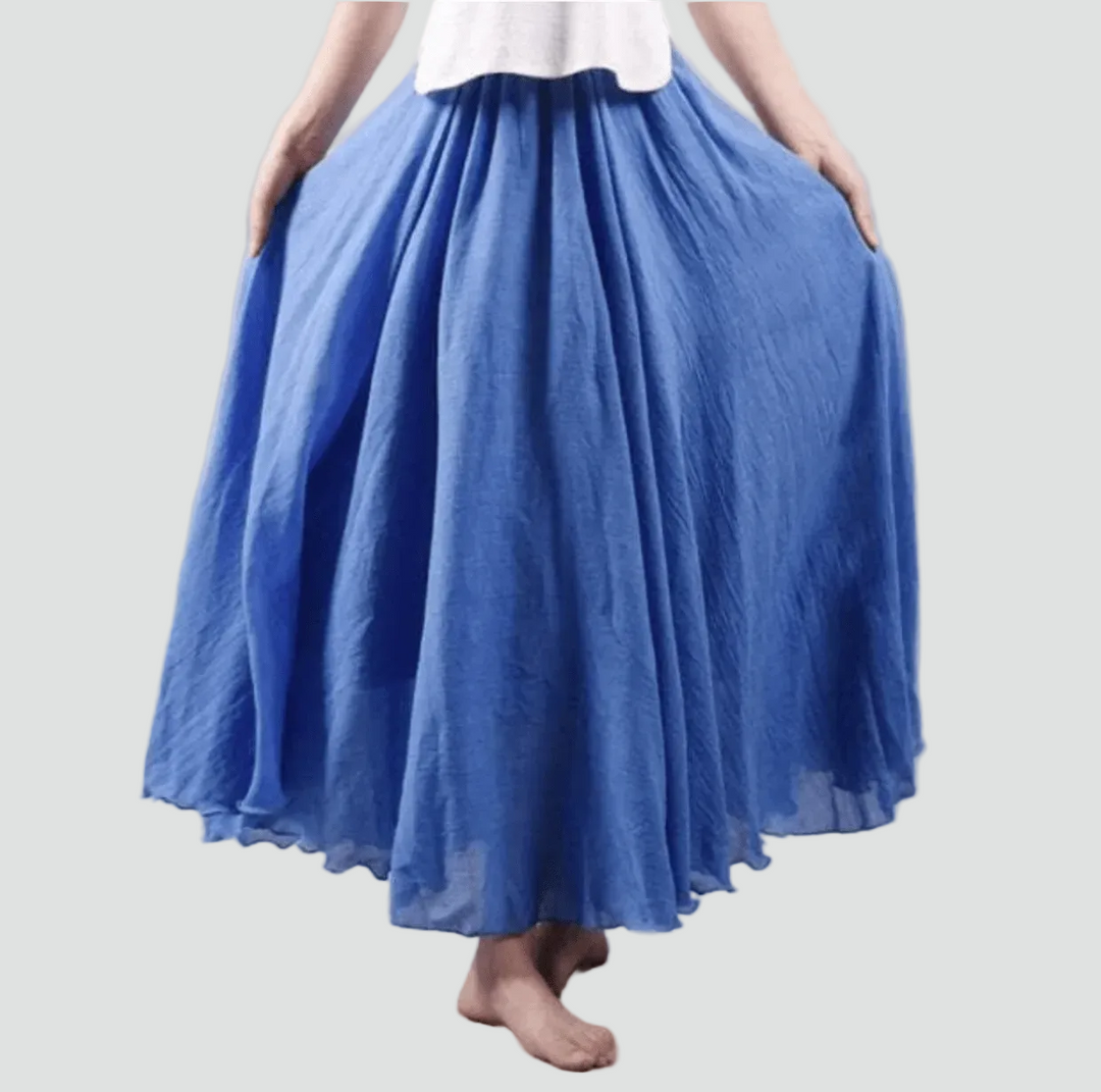 Fliessender Leinen Maxirock im Boho Stil fuer Damen 1