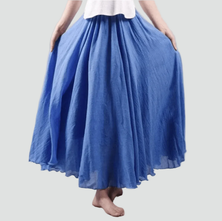 Fliessender Leinen Maxirock im Boho Stil fuer Damen 1