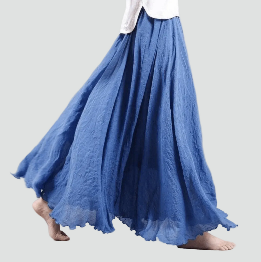Fliessender Leinen Maxirock im Boho Stil fuer Damen 2