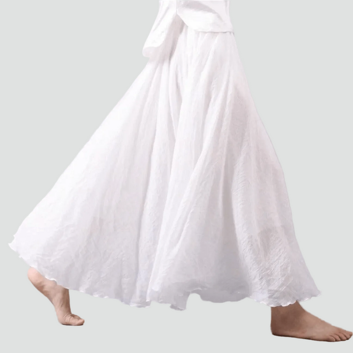 Fliessender Leinen Maxirock im Boho Stil fuer Damen 5