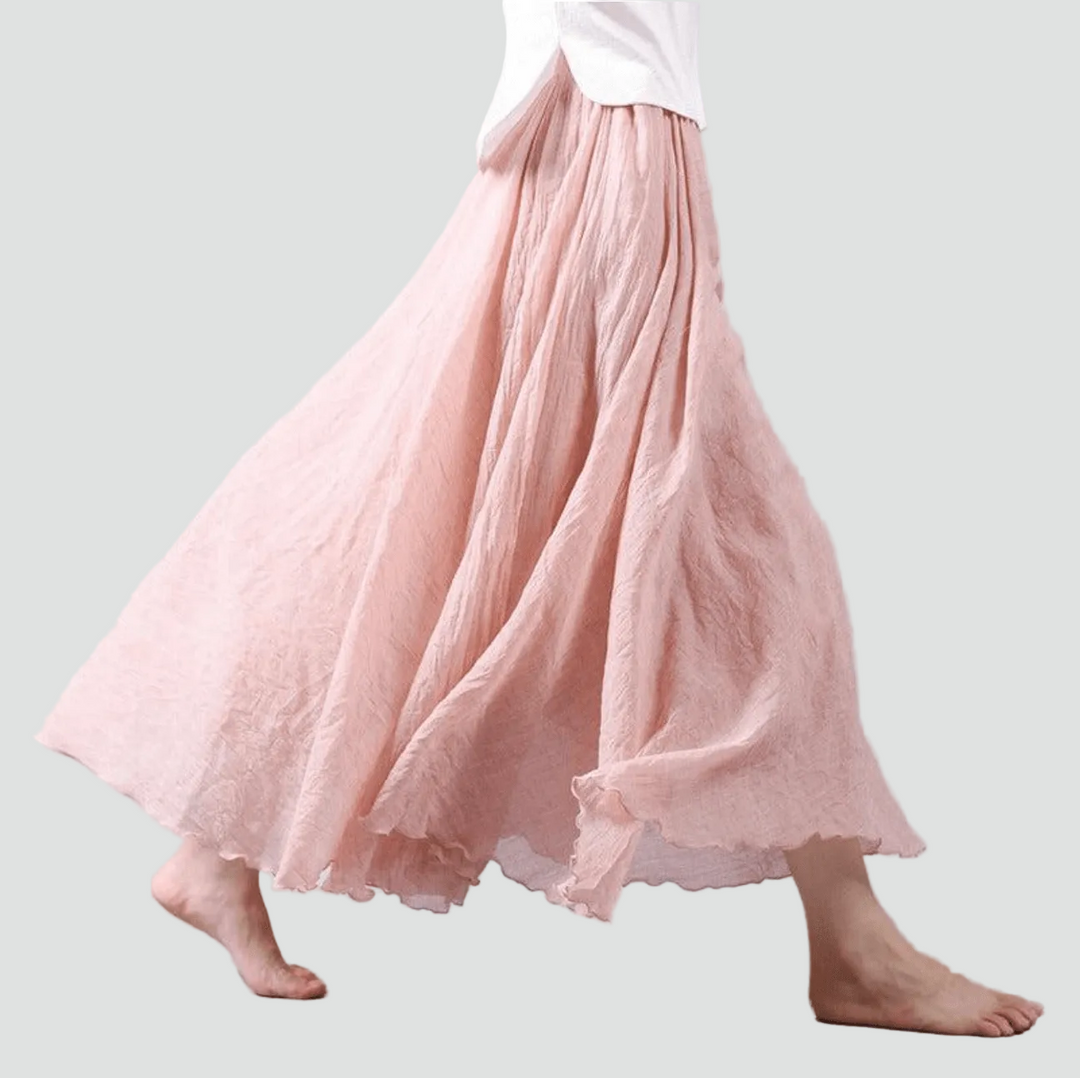 Fliessender Leinen Maxirock im Boho Stil fuer Damen 6