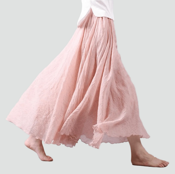 Fliessender Leinen Maxirock im Boho Stil fuer Damen 6