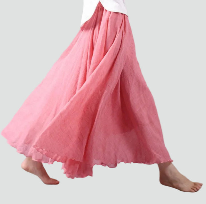 Fliessender Leinen Maxirock im Boho Stil fuer Damen 7