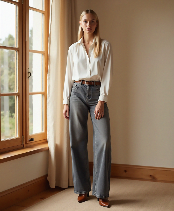 Frauen Jeans im Relaxed Fit mit weitem Bein und aus Denim