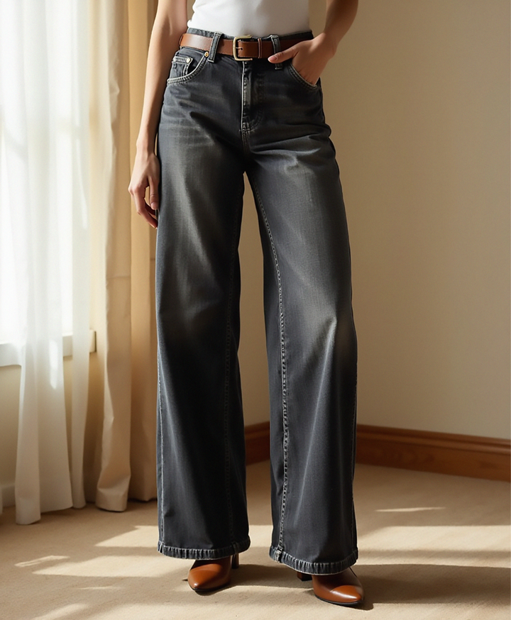 Frauen Jeans im Relaxed Fit mit weitem Bein und aus Denim