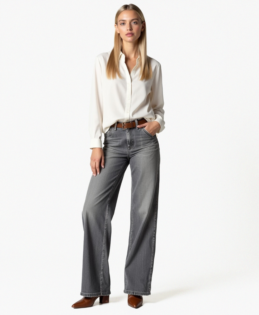 Frauen Jeans im Relaxed Fit mit weitem Bein und aus Denim
