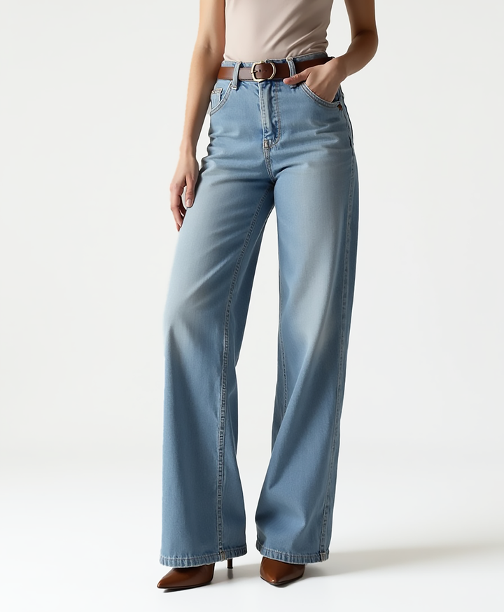 Frauen Jeans im Relaxed Fit mit weitem Bein und aus Denim