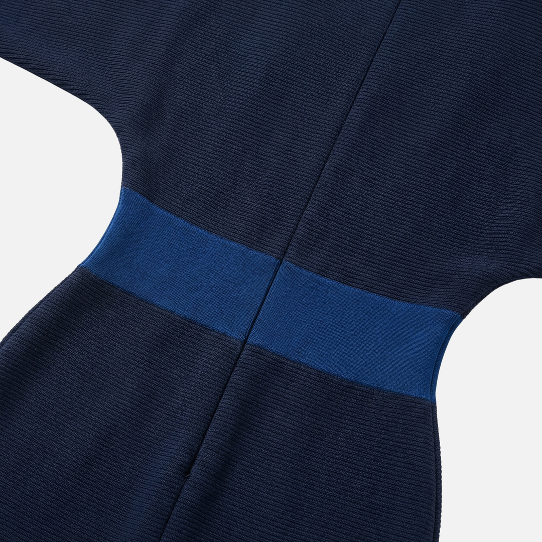Gerippter Midi-Kleid mit Rundem Ausschnitt für Frauen