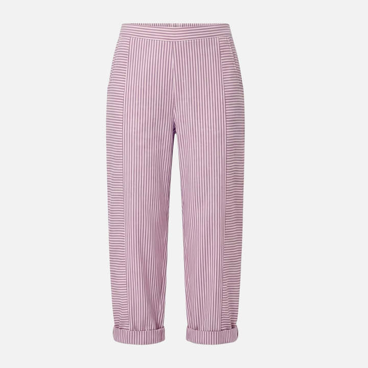 Gestreifte High Waist Hose mit Rollsaum und Taschen für Damen