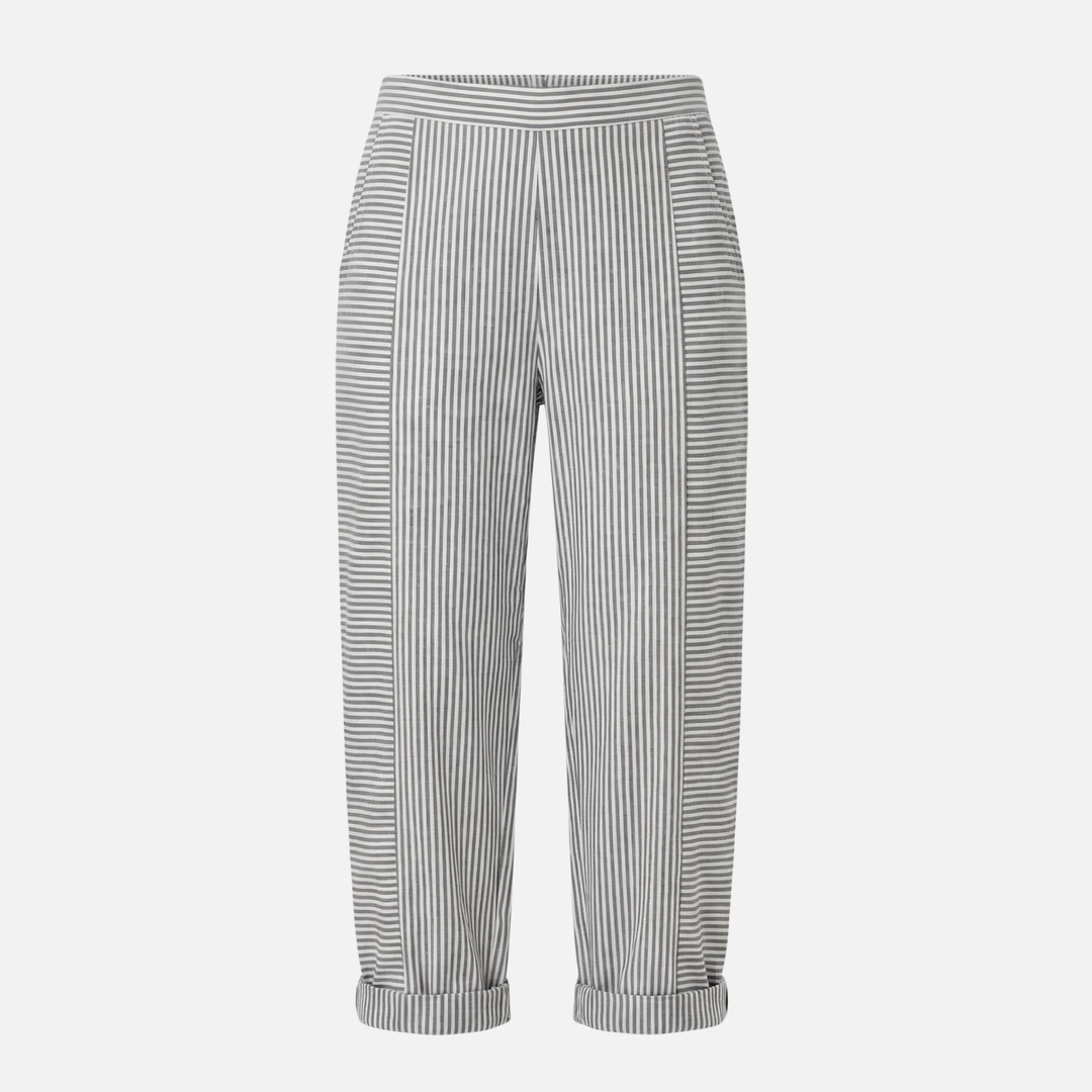 Gestreifte High Waist Hose mit Rollsaum und Taschen für Damen
