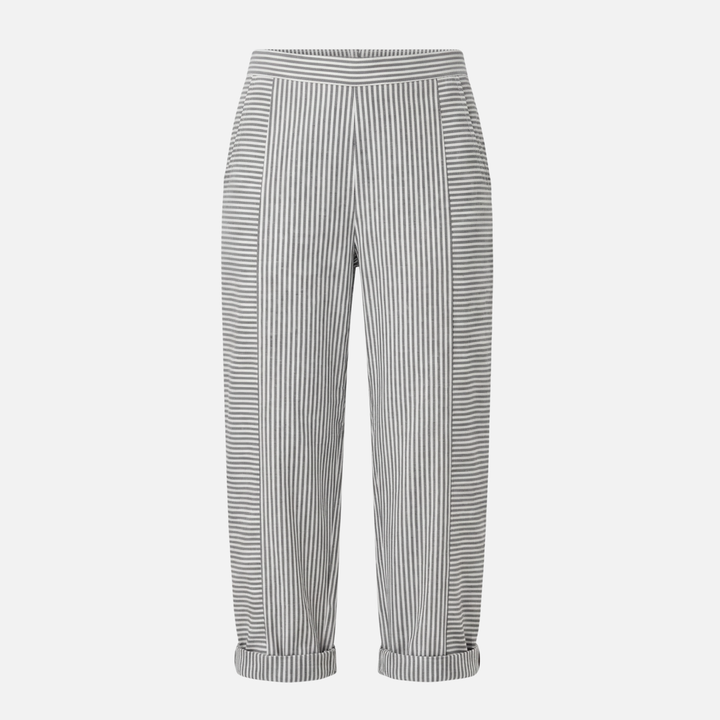 Gestreifte High Waist Hose mit Rollsaum und Taschen für Damen