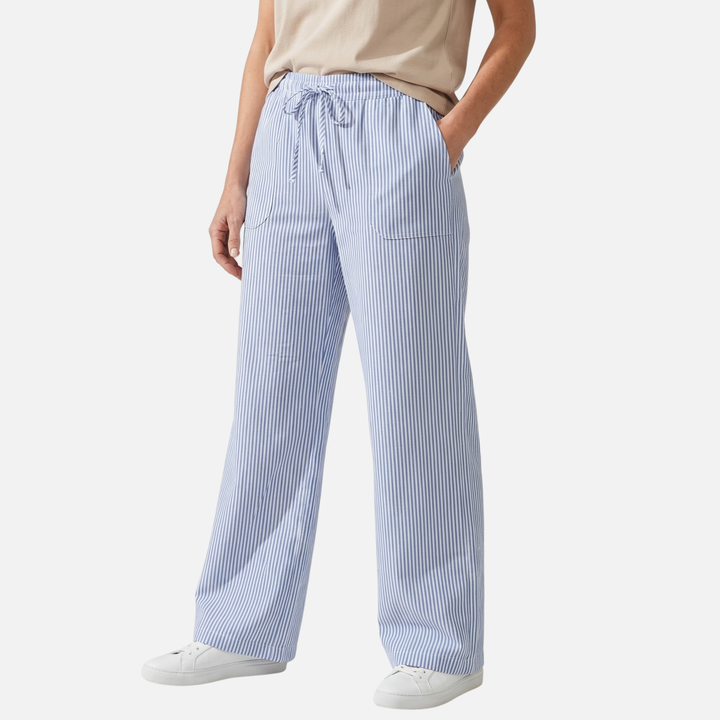 Gestreifte Hose mit weitem Bein Lockere Baumwollhose für Damen