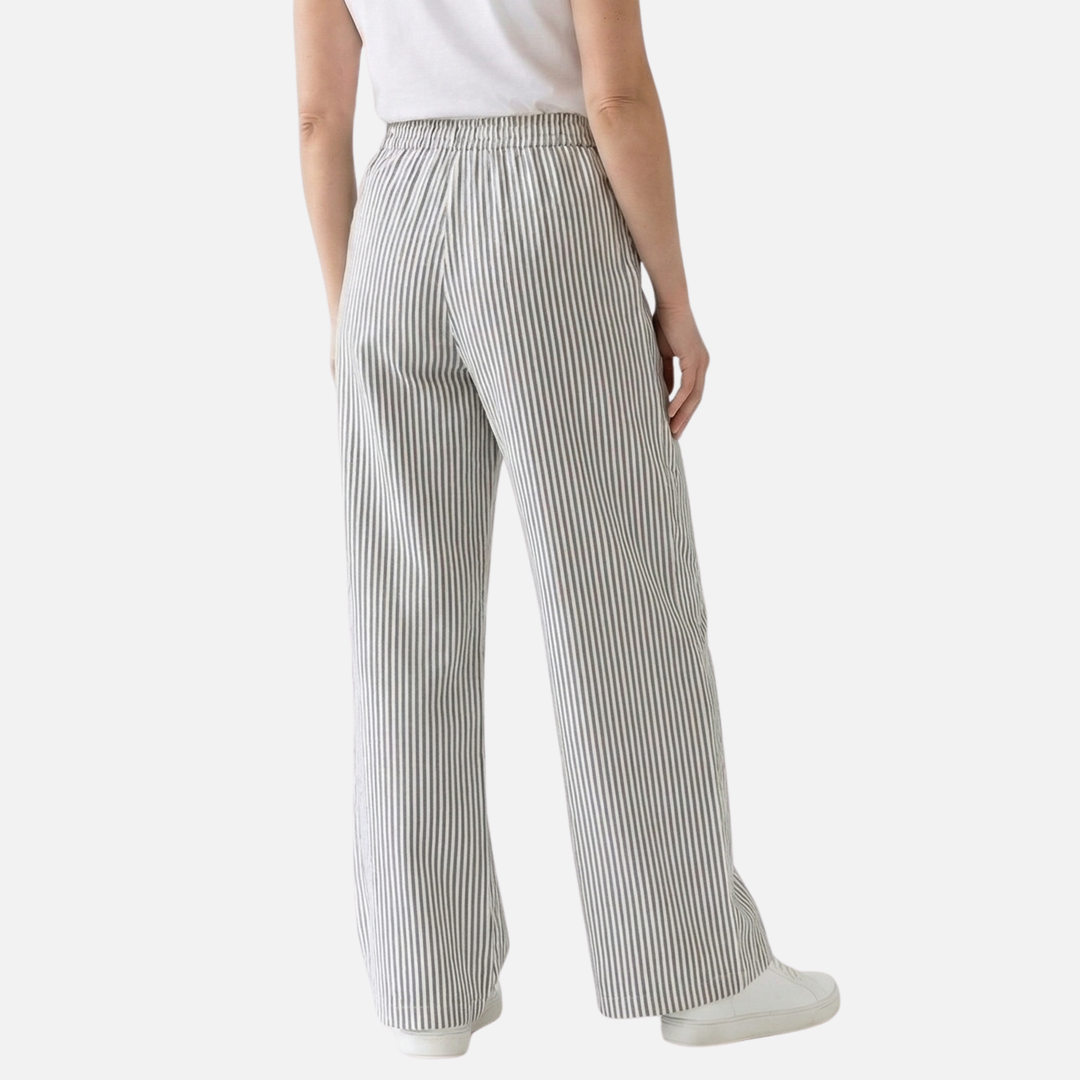Gestreifte Hose mit weitem Bein Lockere Baumwollhose für Damen