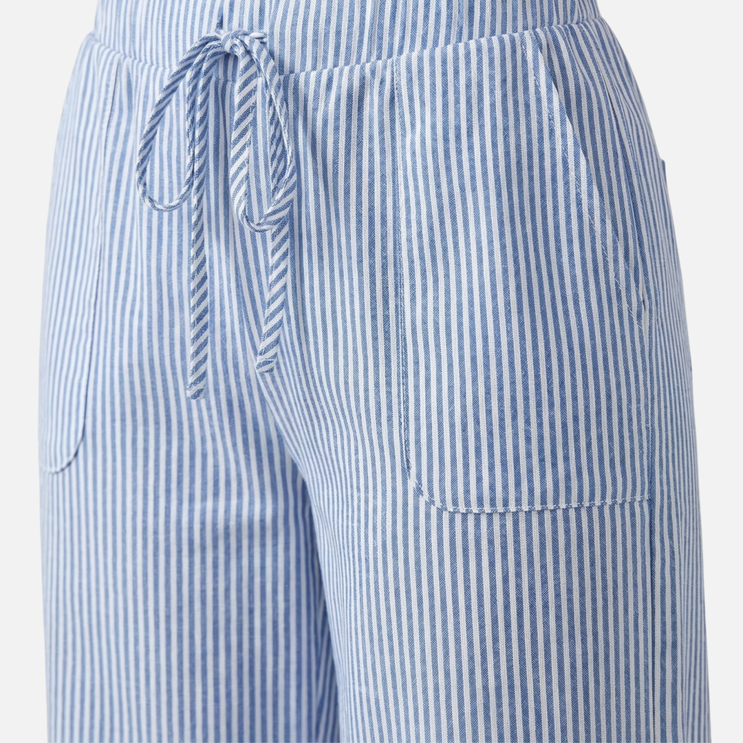 Gestreifte Hose mit weitem Bein Lockere Baumwollhose für Damen