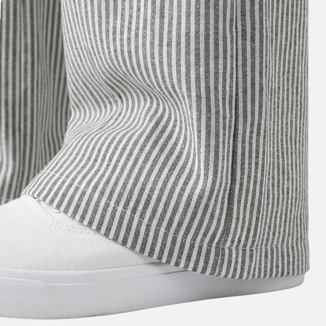 Gestreifte Hose mit weitem Bein Lockere Baumwollhose für Damen
