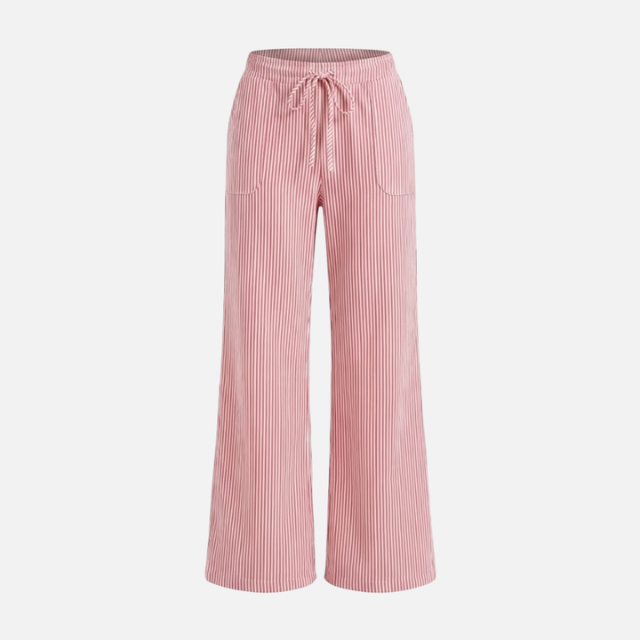 Gestreifte Hose mit weitem Bein Lockere Baumwollhose für Damen