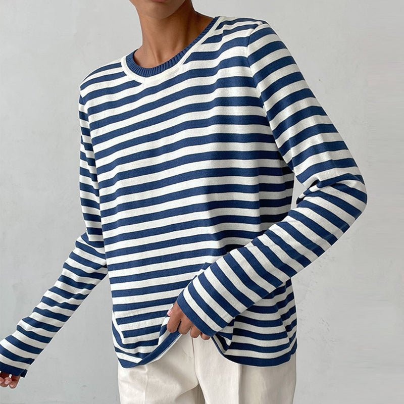Gestreifter Strick-Pullover für Damen – Weich in Einheitsgröße 1