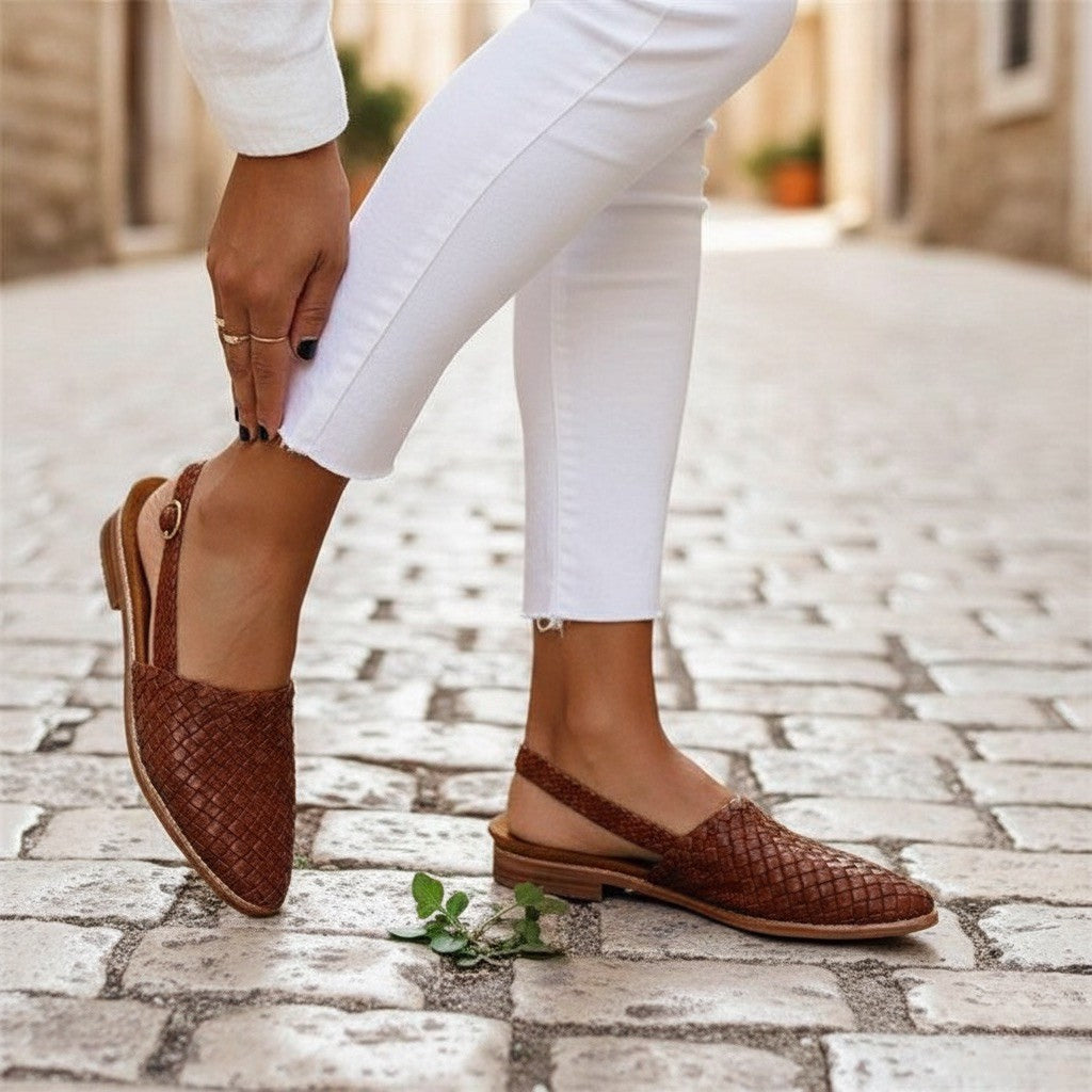 Gewebte Slingbacks mit verstellbarem Riemen fuer Damen 2