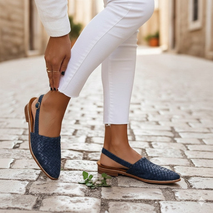 Gewebte Slingbacks mit verstellbarem Riemen fuer Damen 4