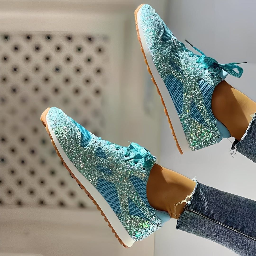 Glitzer Design bequemer Sneaker Komfort fuer Damen 1