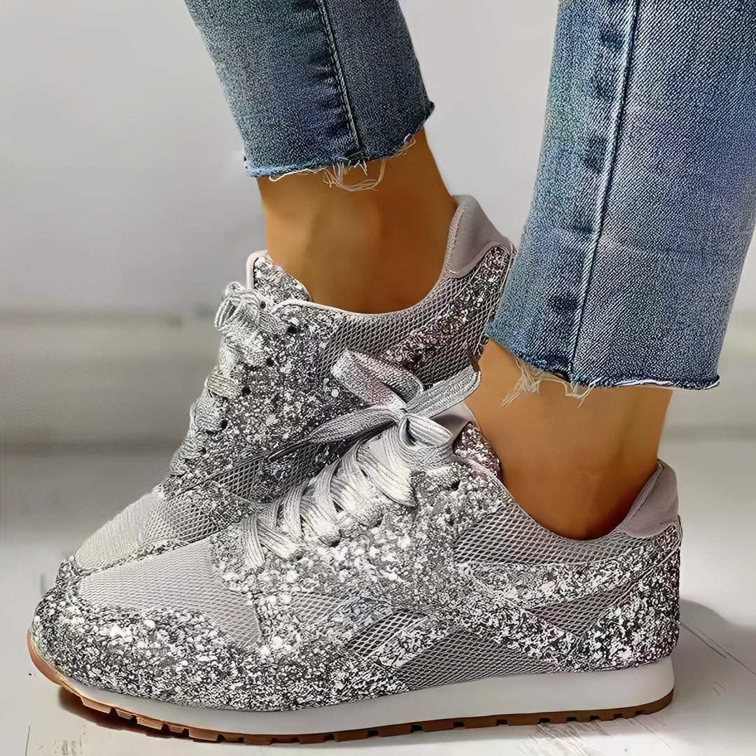 Glitzer Design bequemer Sneaker Komfort fuer Damen 2