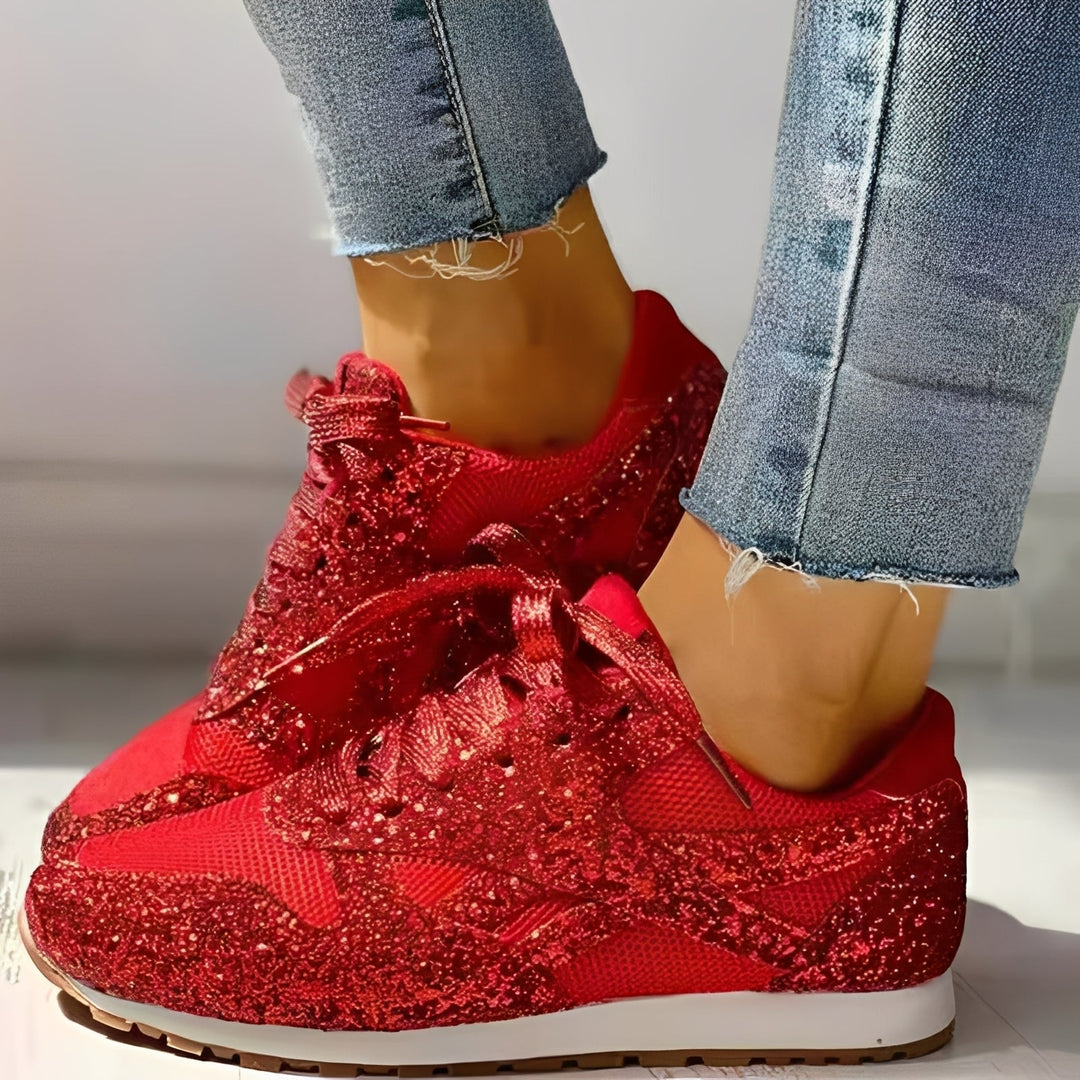 Glitzer Design bequemer Sneaker Komfort fuer Damen 3