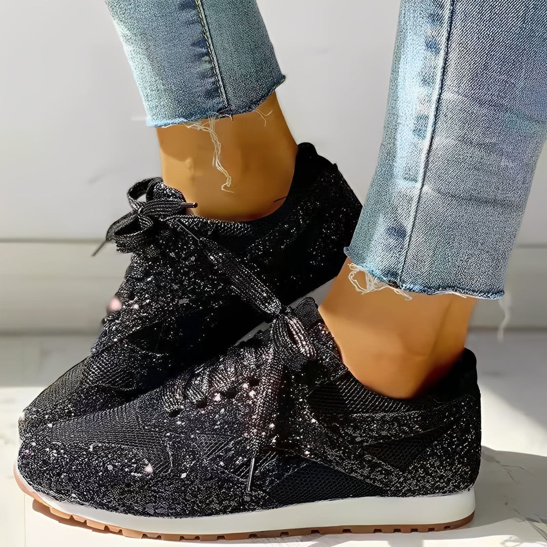 Glitzer Design bequemer Sneaker Komfort fuer Damen 4