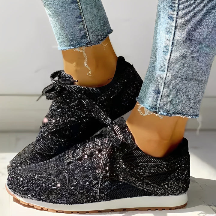 Glitzer Design bequemer Sneaker Komfort fuer Damen 4