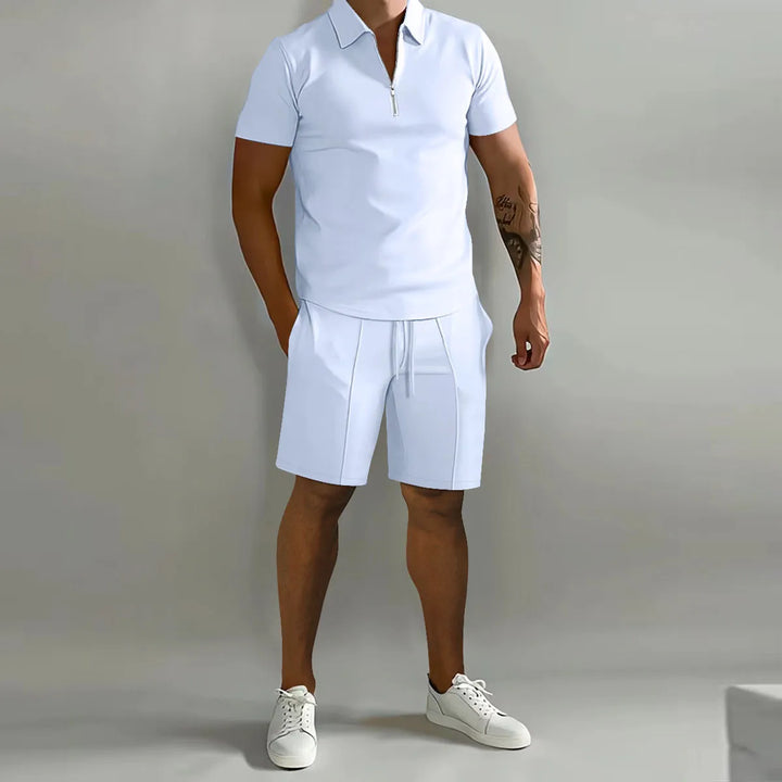 Feinstrick_Half_Zip_Polo_Shorts_Set_f_r_Herren_3