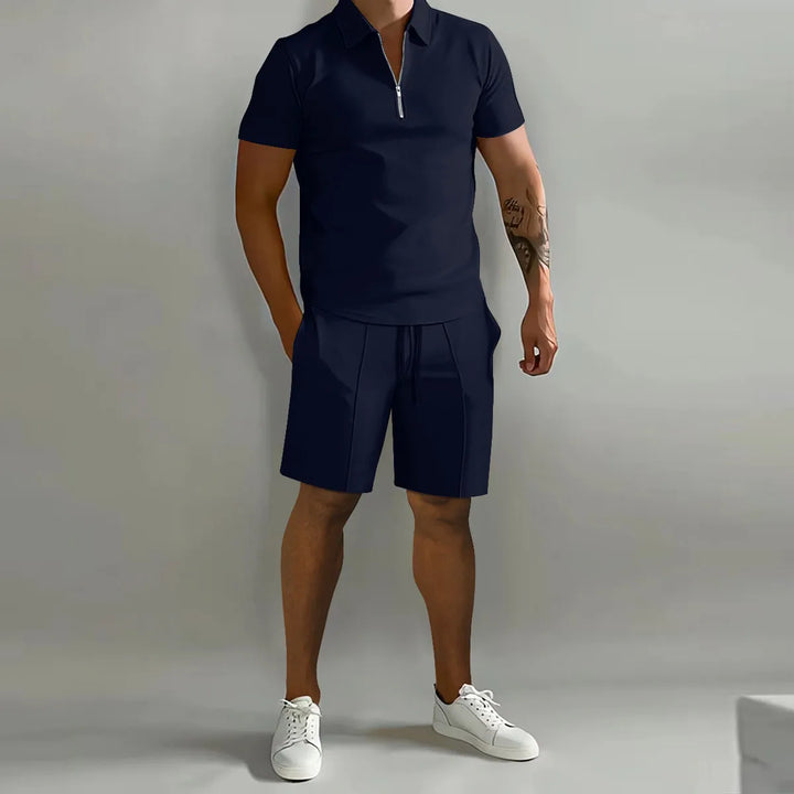 Feinstrick_Half_Zip_Polo_Shorts_Set_f_r_Herren_2