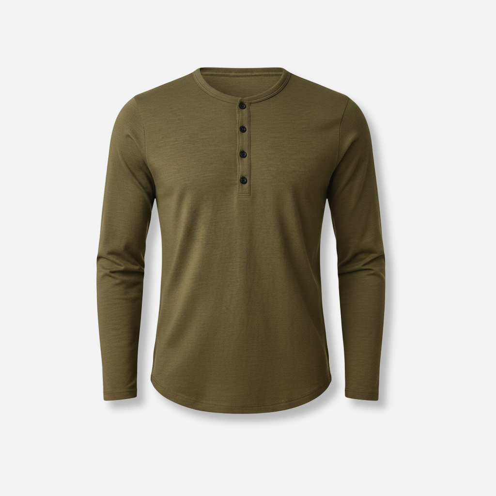 Herren Henley Langarmshirt mit Knopfleiste