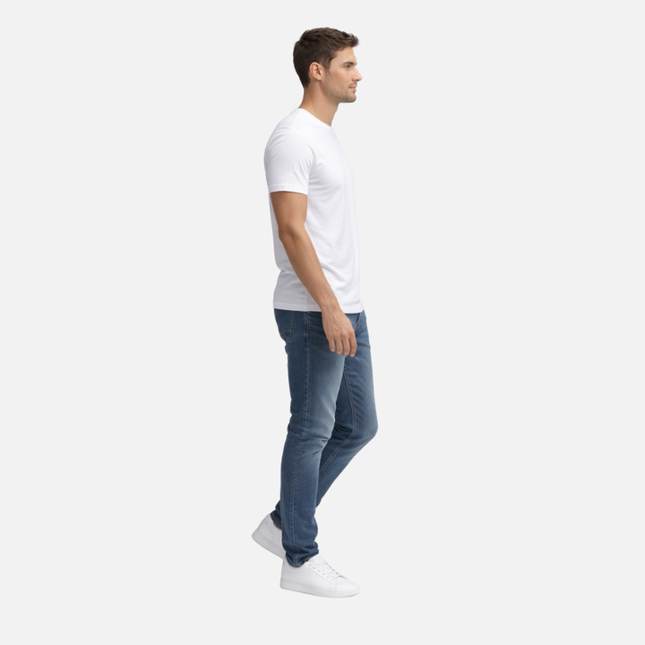 Herren Rundhals Kurzarm-T-Shirt mit sauberem Abschluss