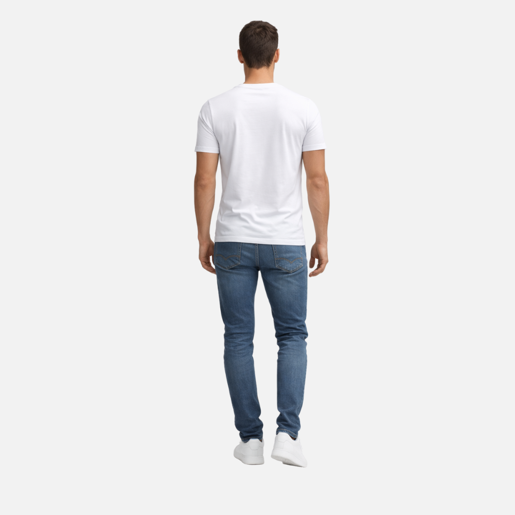 Herren Rundhals Kurzarm-T-Shirt mit sauberem Abschluss