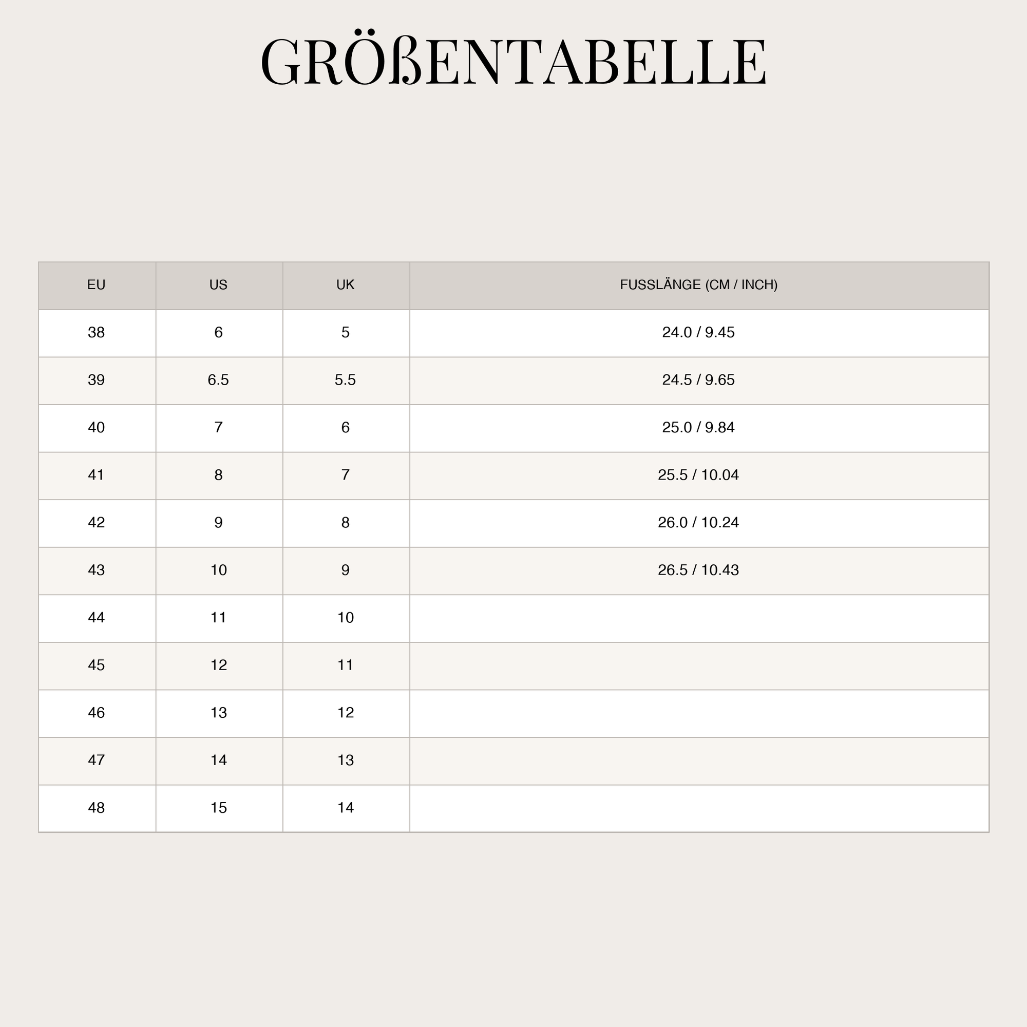 Size Chart