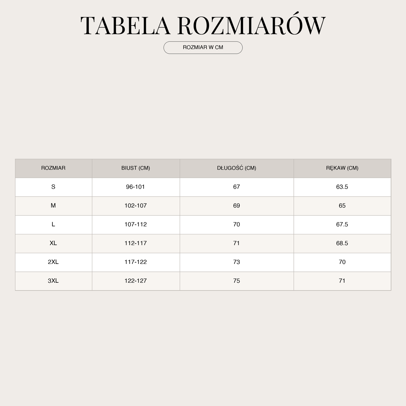 Męska casualowa koszula overshirt z kieszeniami na piersi size chart