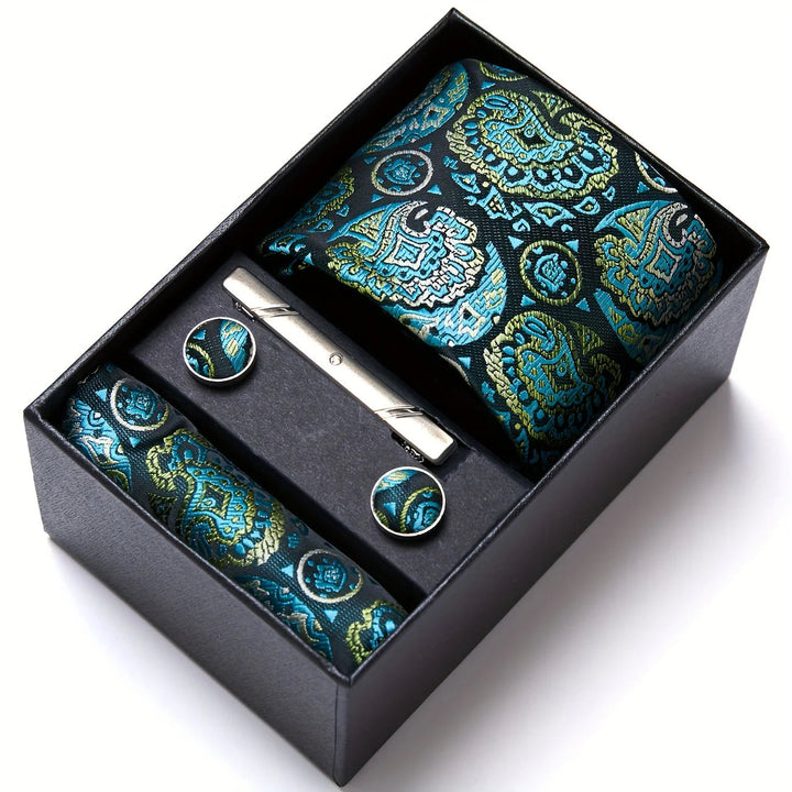Herren_Krawatten_Set_mit_Paisley_Muster_Einstecktuch_Clip_Mansche_7