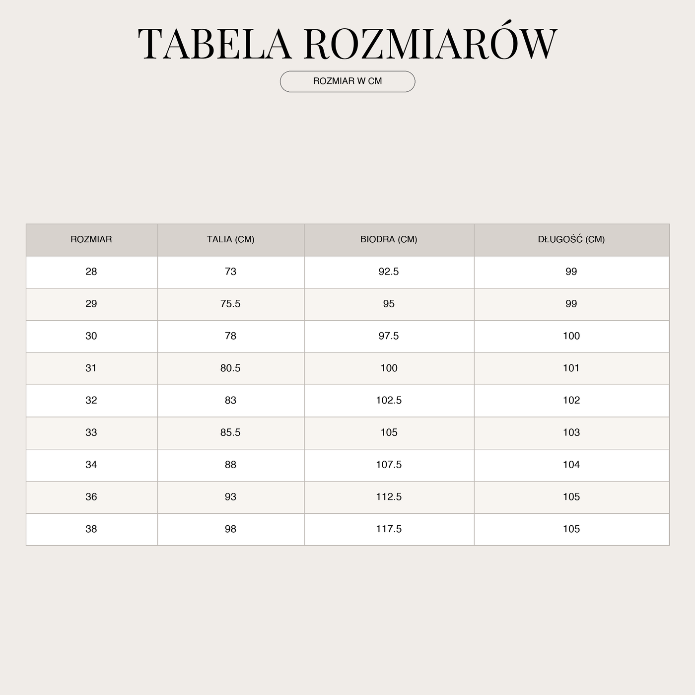 Męskie spodnie w wąskim kroju | Elastyczne size chart