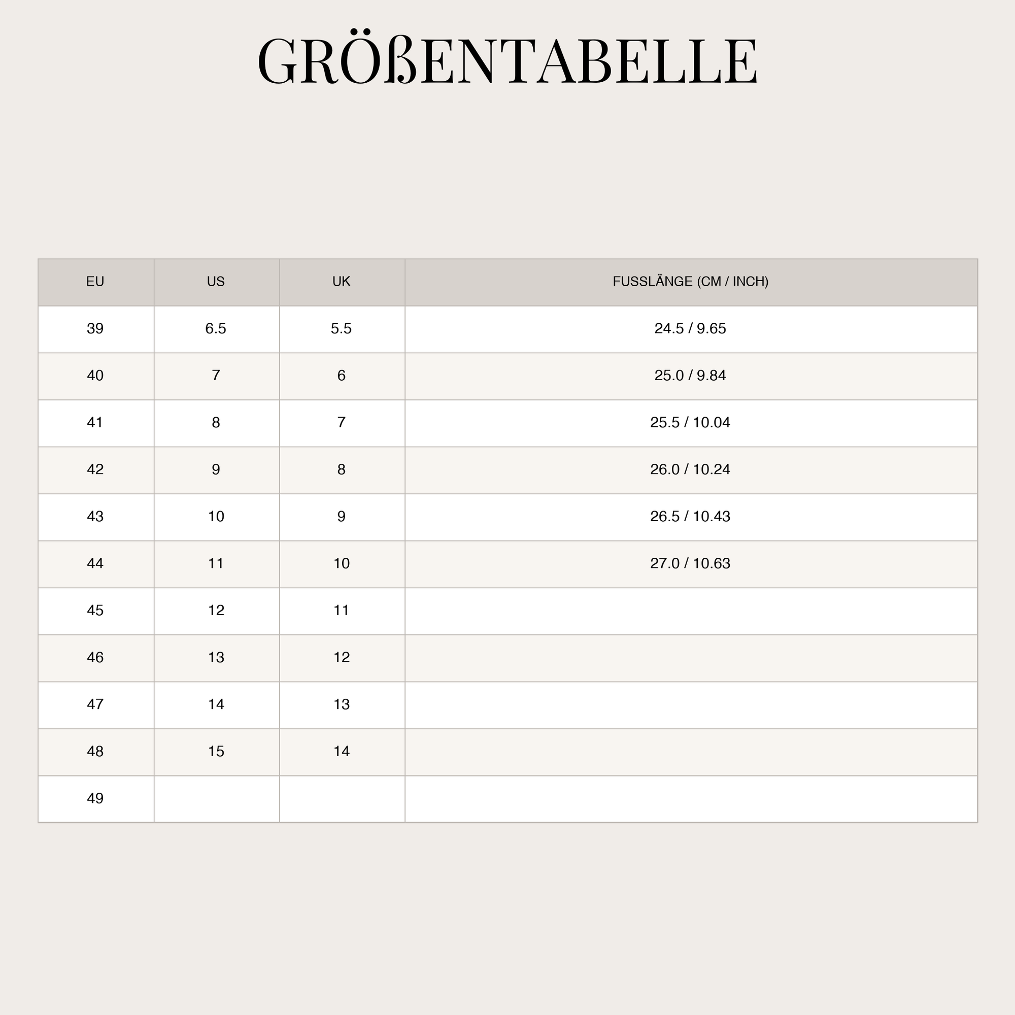 Size Chart