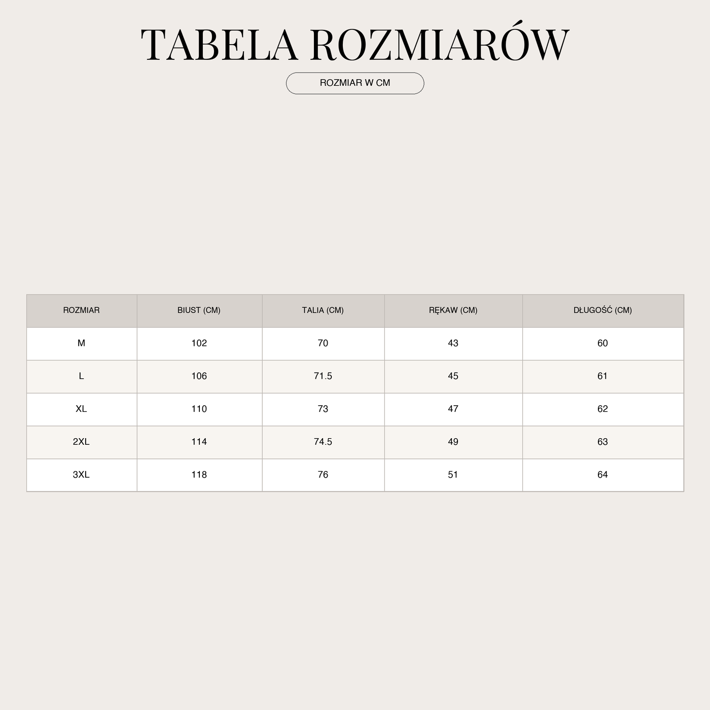 Męska miękka koszula casual | Długi rękaw size chart