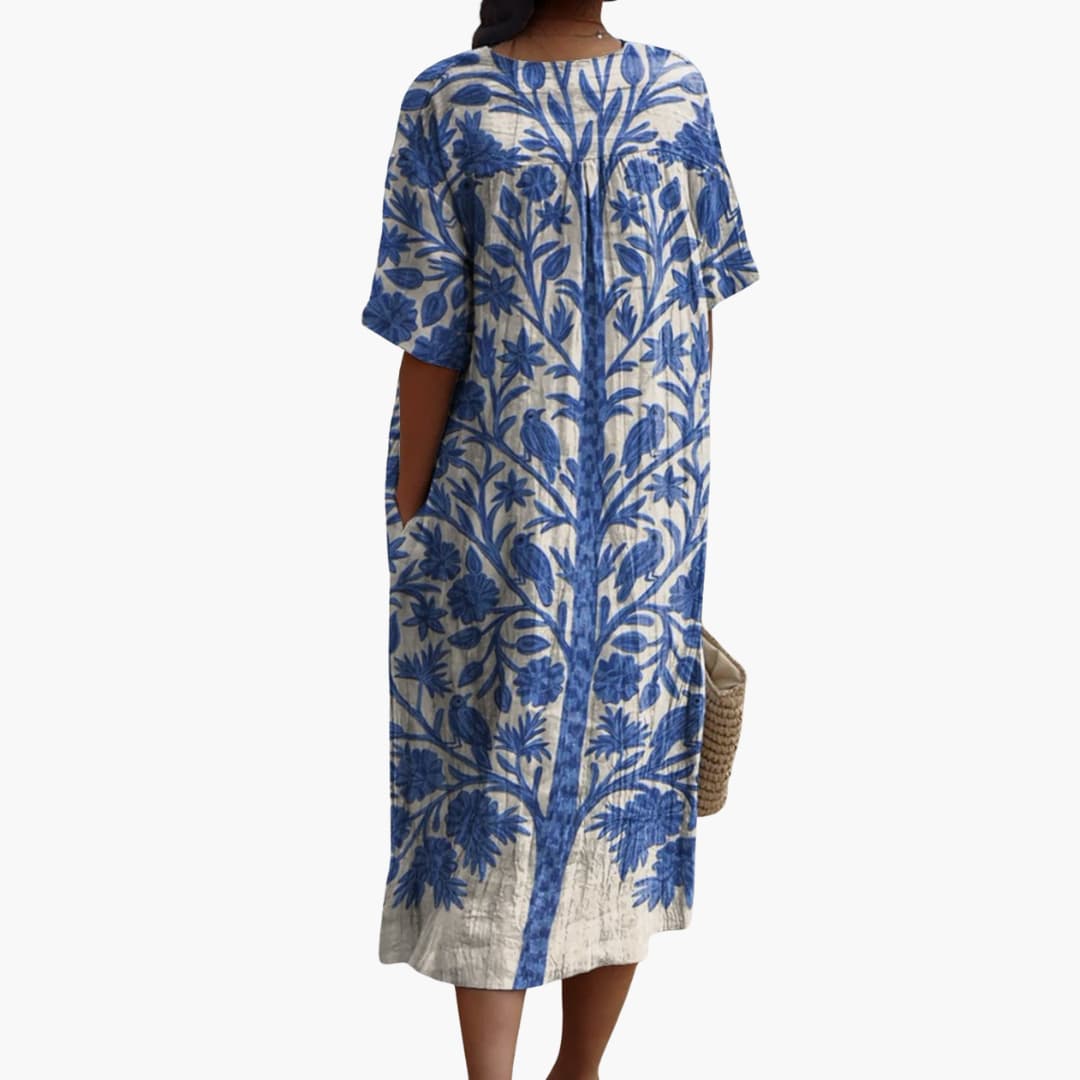 Hochzeitsgast-Midi-Kleid für Damen – Geblümt mit V-Ausschnitt 2
