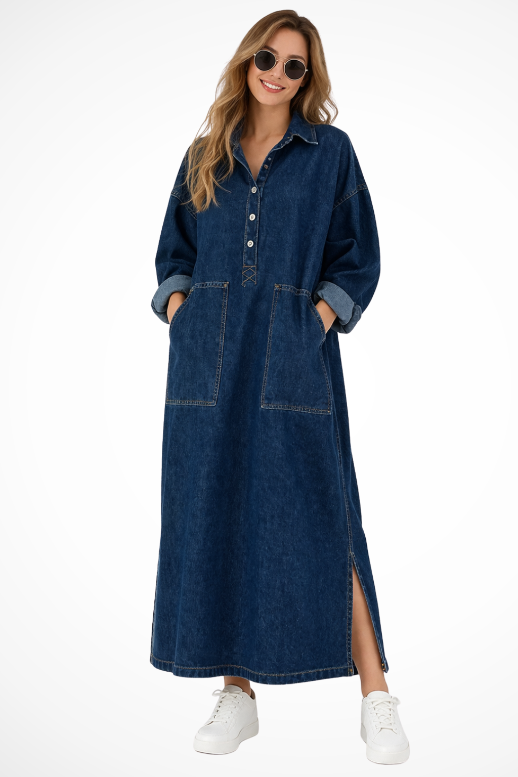 Jeans_Maxikleid_fur_Damen_Oversized_mit_Kragen_und_Taschen_1