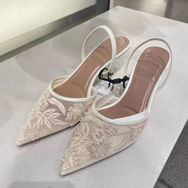 Kitten-Heel-Slingbacks für Damen – Spitze Kappe & Netzstoff 1