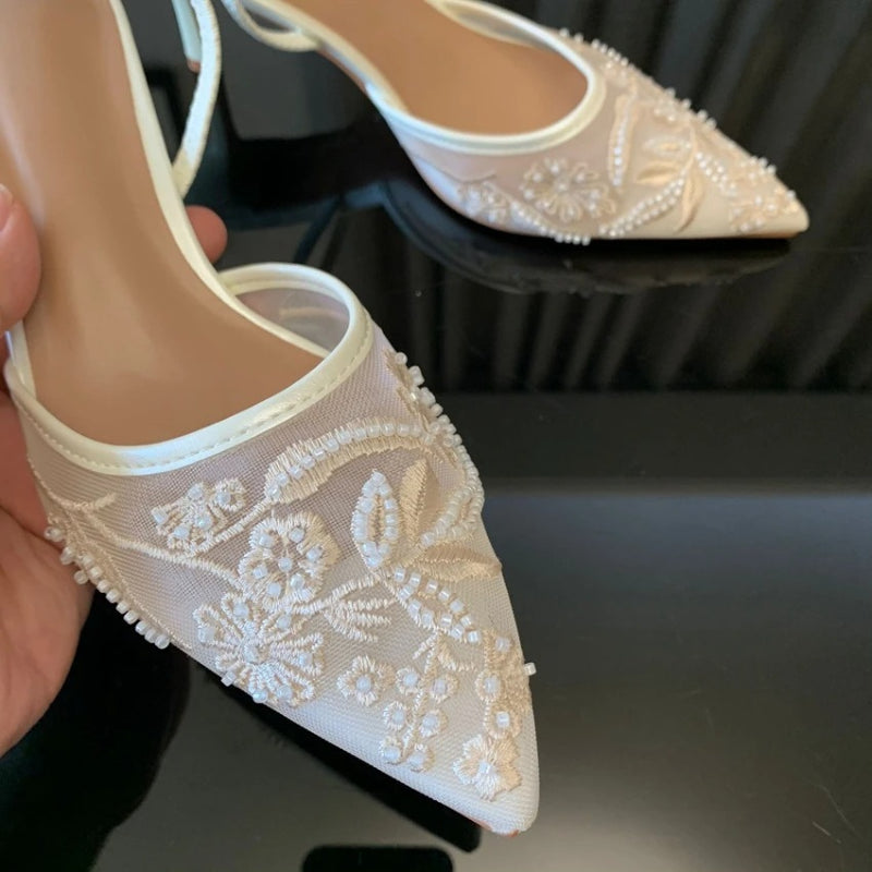 Kitten-Heel-Slingbacks für Damen – Spitze Kappe & Netzstoff 2
