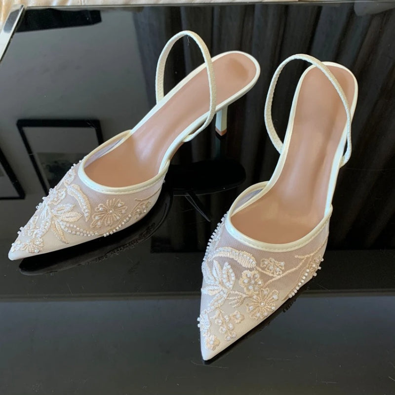 Kitten-Heel-Slingbacks für Damen – Spitze Kappe & Netzstoff 3