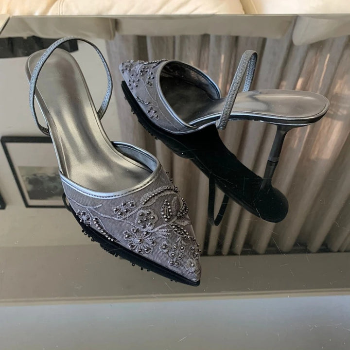 Kitten-Heel-Slingbacks für Damen – Spitze Kappe & Netzstoff 4