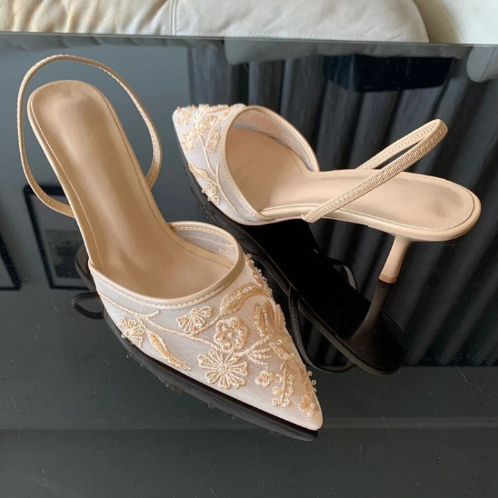 Kitten-Heel-Slingbacks für Damen – Spitze Kappe & Netzstoff 5