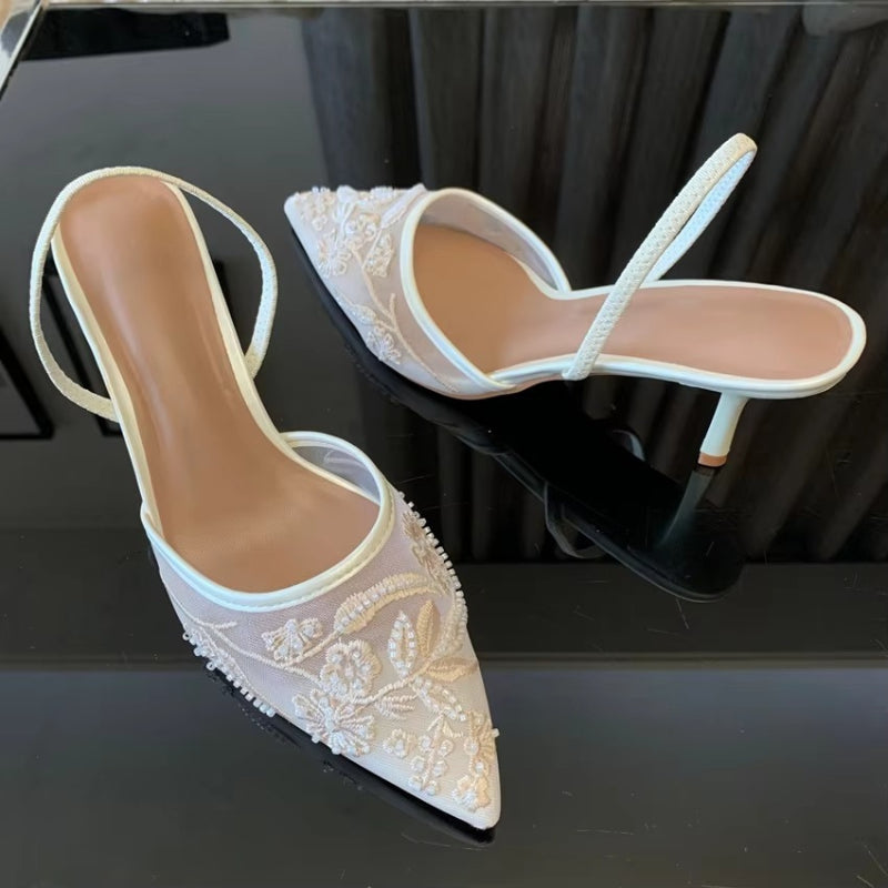 Kitten-Heel-Slingbacks für Damen – Spitze Kappe & Netzstoff 6