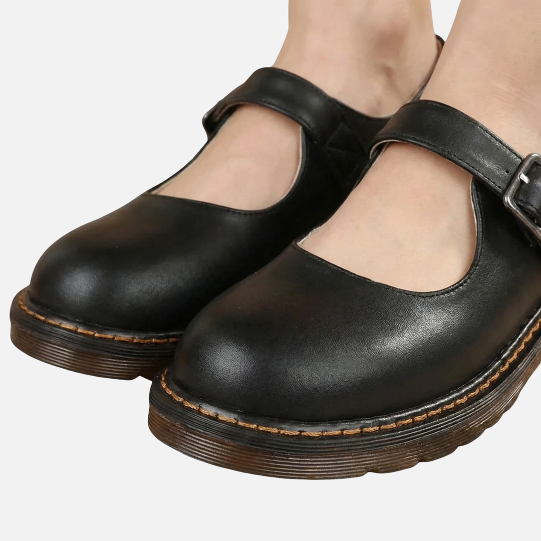Klassische Mary Jane Ballerinas mit Riemchen und flachem Absatz für Damen