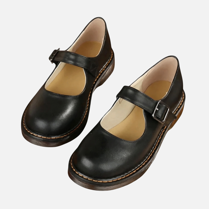 Klassische Mary Jane Ballerinas mit Riemchen und flachem Absatz für Damen