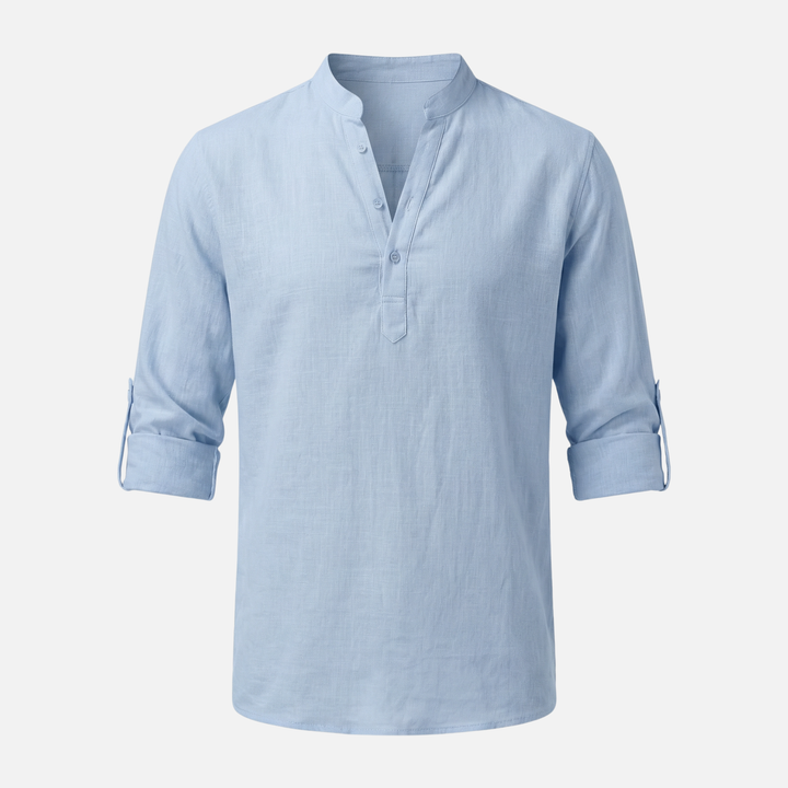 Klassisches Langarm Polo Chino-Kragen für Herren